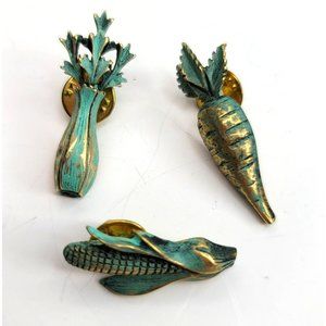Vegetable Lapel Pins Set Green Gold Corn Celery Carrot Hat Pins CT511